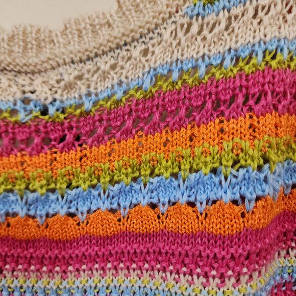 Grace + Karma colorful button front crochet sweater tank top woman's size medium - Picture 5 of 7
